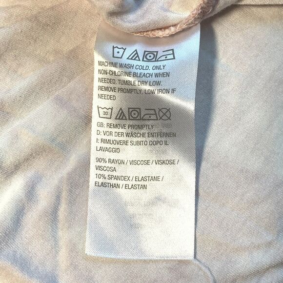 Susan Graver Tunic Top Women Size L Pink Tie-Dye Watercolor Kangaroo Pocket C13 - Picture 9 of 14